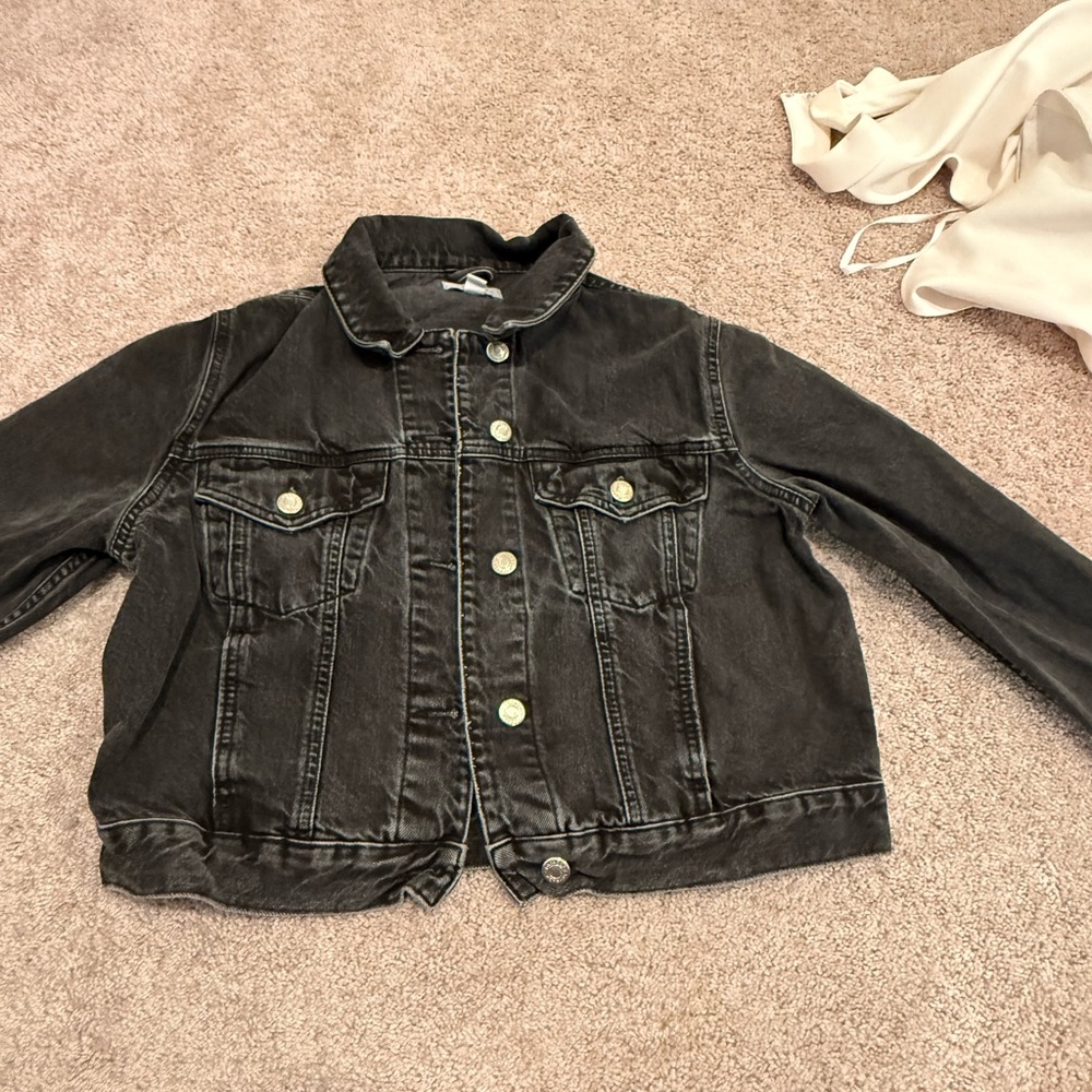 Topshop Charcoal Gray Denim Jacket